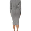 Dolce & Gabbana Gray Nylon Bodycon Sheath Long Sleeves Dress