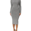 Dolce & Gabbana Gray Nylon Bodycon Sheath Long Sleeves Dress