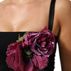 Dolce & Gabbana Black Flower Applqies Bodycon Sheath Dress
