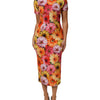Dolce & Gabbana Multicolor Floral Print SilkSheath Midi Dress