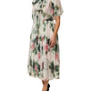 Dolce & Gabbana White Floral Print Silk Pleated Midi Dress