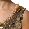 Dolce & Gabbana Gold Sequined Nylon A-line Sheath Mini Dress