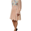 Dolce & Gabbana Pink Floral Embroidery Pleated A-line Dress