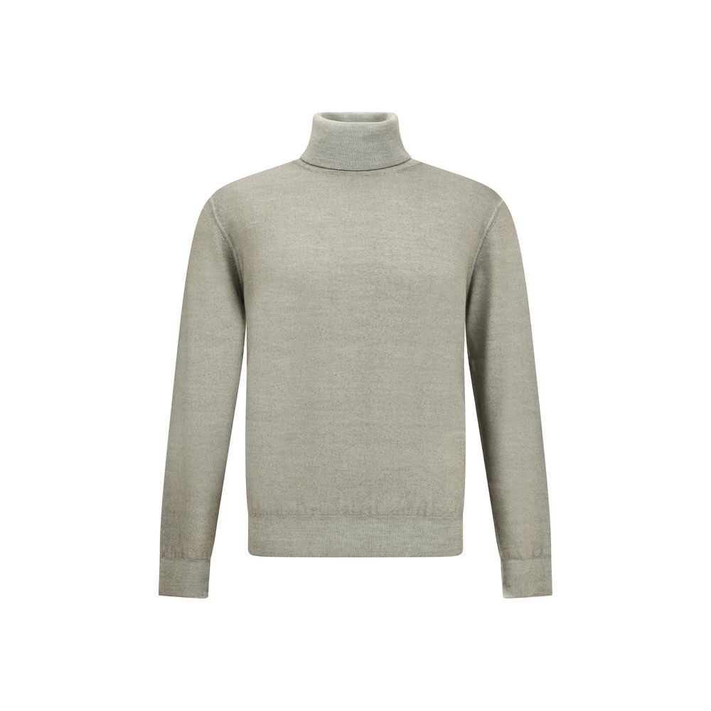 Cruciani grüner Wollrollkragenpullover