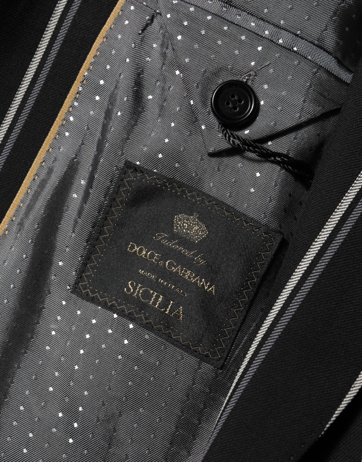 Dolce & Gabbana Black Stripes SICILIA 1 Button Suit Blazer
