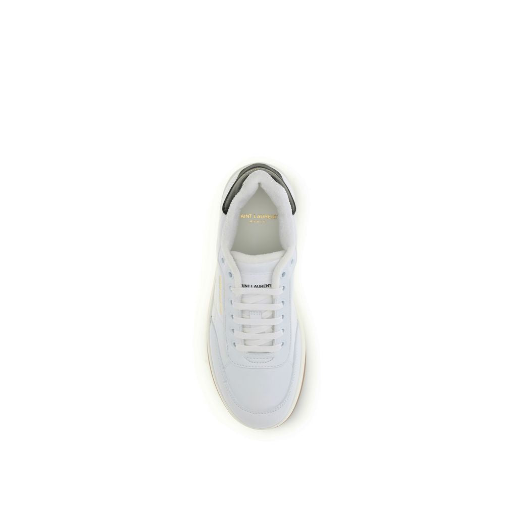 Saint Laurent Bos Taurus Low Top Sneakers aus weißem Kalbsleder