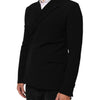 Dolce & Gabbana Black Wool Double Breasted Men Jacket Blazer