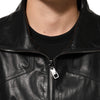 Dolce & Gabbana Black Leather Full Zip Biker Blouson Jacket