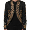 Dolce & Gabbana Black Brocade Embroidery Men Coat Jacket