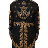 Dolce & Gabbana Black Brocade Embroidery Men Coat Jacket