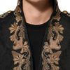 Dolce & Gabbana Black Brocade Embroidery Men Coat Jacket