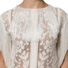 Dolce & Gabbana White Floral Lace Fringe Knee Length Dress