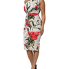 Dolce & Gabbana White Floral One Shoulder Sheath Dress