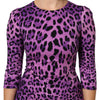 Dolce & Gabbana Violet Leopard Sheath Bodycon Mini Dress