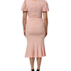 Dolce & Gabbana Pink Viscose Short Sleeves Sheath Midi Dress