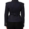 Dolce & Gabbana Dark Blue Cotton Collared Denim Coat Jacket