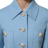 Dolce & Gabbana Blue Buttoned Down Trench Coat Jacket