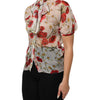 Dolce & Gabbana White Floral Tie-Neck Poppy Print Blouse Top