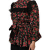 Dolce & Gabbana Black Floral Print Long Sleeve Blouse Top