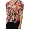 Dolce &amp; Gabbana Bluse aus Seide mit rosa Kamelienprint und V-Ausschnitt
