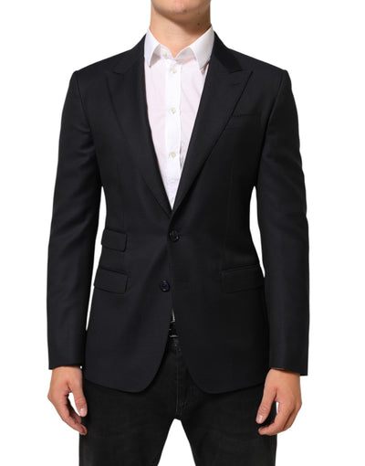 Dolce & Gabbana Black Wool NAPOLI 2 Button Men Suit Blazer