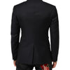 Dolce & Gabbana Black Wool NAPOLI 2 Button Men Suit Blazer
