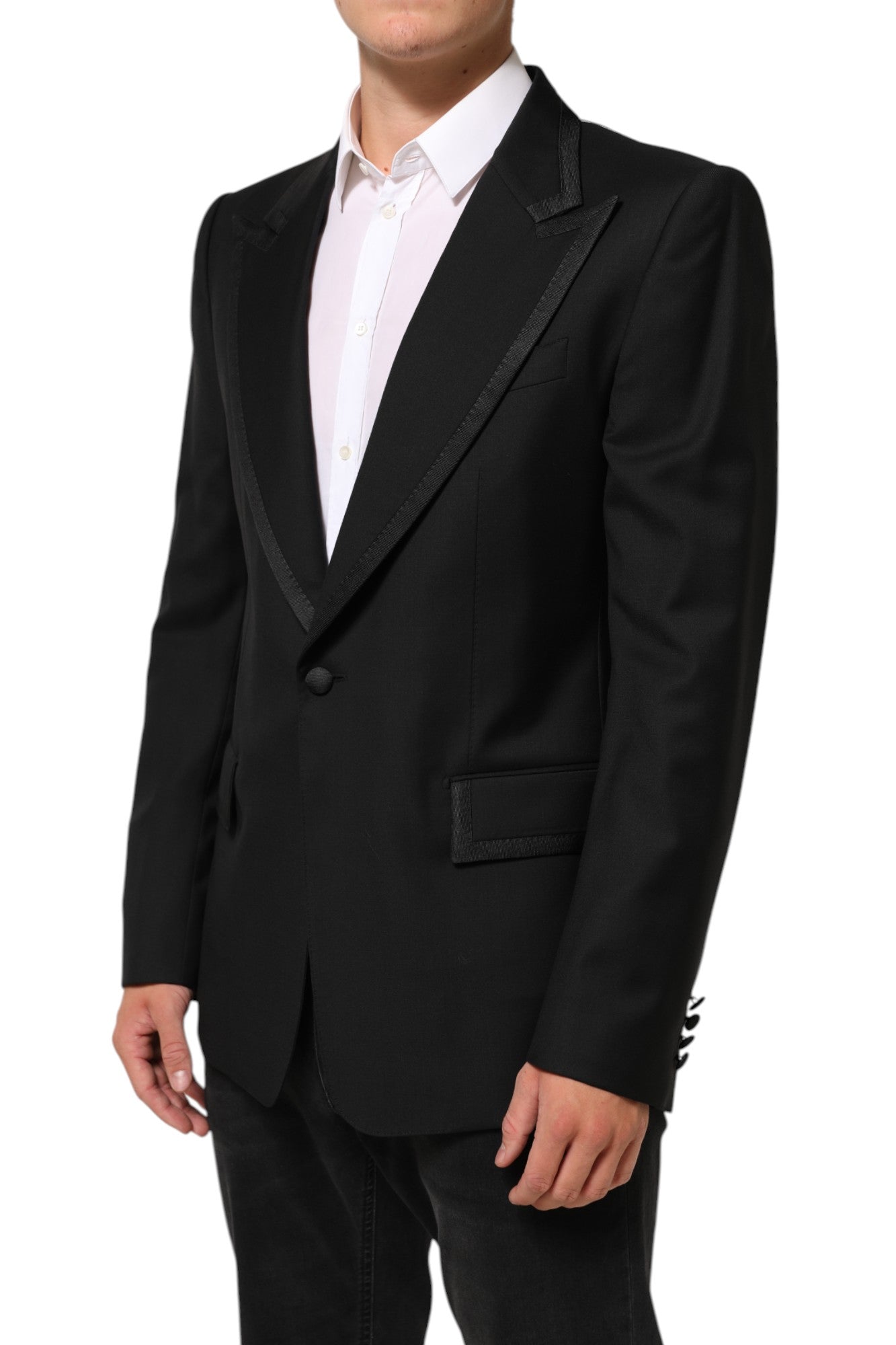 Dolce & Gabbana Black Wool 1 Button Suit Jacket Men Blazer