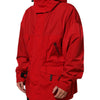 Dolce & Gabbana Red Nylon Hooded Men Full Zip Parka Jacket
