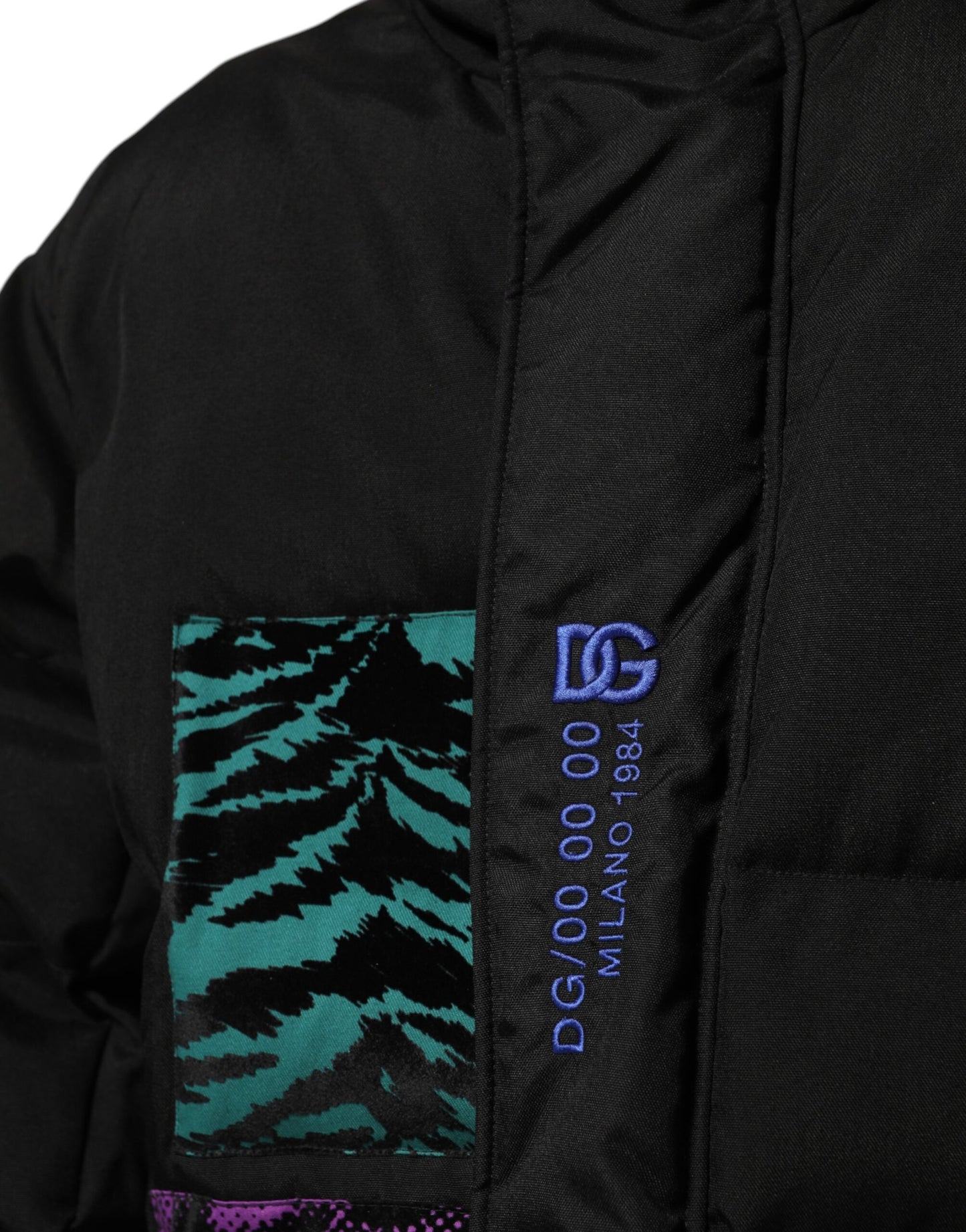 Dolce & Gabbana Black Nylon Puffer Men Full Zip Jacket