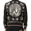 Dolce & Gabbana Black "Monete" Coin Print Silk Bomber Jacket