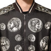 Dolce & Gabbana Black "Monete" Coin Print Silk Bomber Jacket