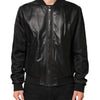 Dolce & Gabbana Black Leather Nylon FullZip Blouson Jacket