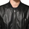 Dolce & Gabbana Black Leather Nylon FullZip Blouson Jacket