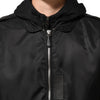 Dolce & Gabbana Black Cotton Hooded Full Zip Bomber Jacket