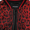 Dolce & Gabbana Red Leopard Print Full Zip Bomber Men Jacket