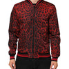 Dolce & Gabbana Red Leopard Print Full Zip Bomber Men Jacket