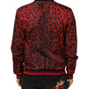 Dolce & Gabbana Red Leopard Print Full Zip Bomber Men Jacket