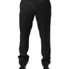 Dolce & Gabbana Black Wool Mid Waist Dress Men Trouser Pants
