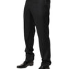 Dolce & Gabbana Black Wool Mid Waist Dress Men Trouser Pants