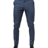 Dolce & Gabbana Blue Cotton Mid Waist Dress Men Trouser Pants