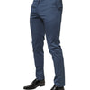 Dolce & Gabbana Blue Cotton Mid Waist Dress Men Trouser Pants