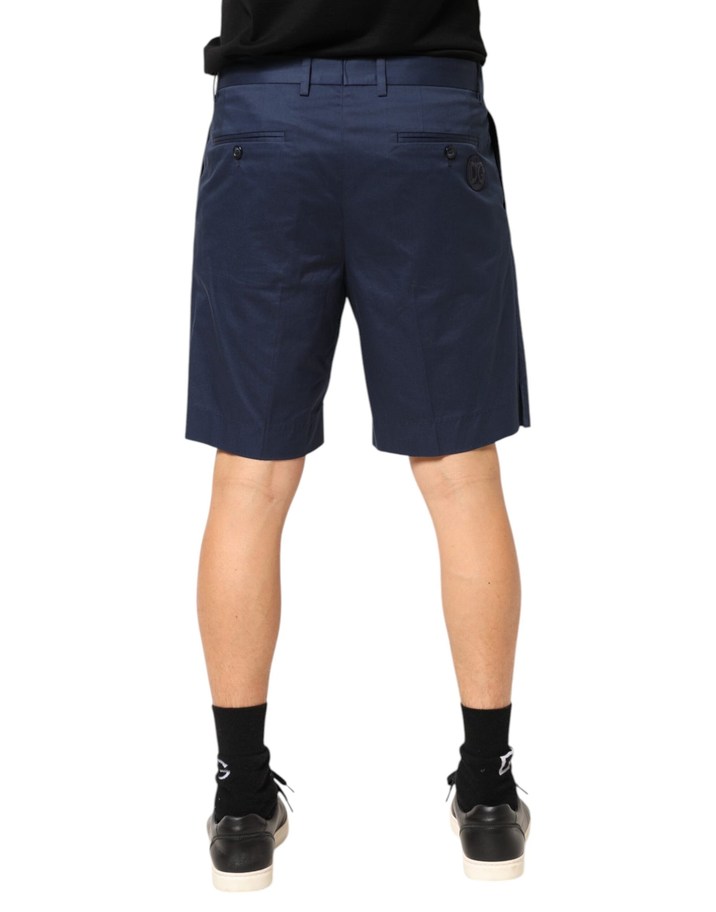 Dolce & Gabbana Blue Cotton Stretch Mid Waist Bermuda Shorts