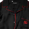 Dolce & Gabbana Black Red Contrast Trim Silk Casual Shirt