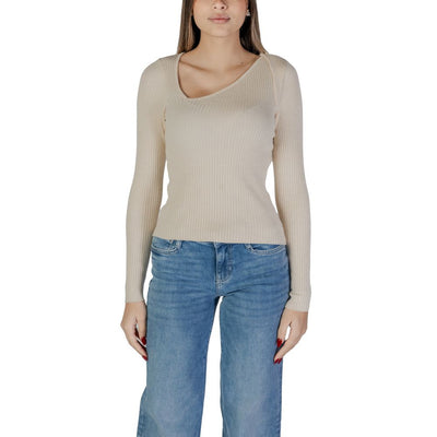Vila Clothes Cream Viscose Sweatshirt