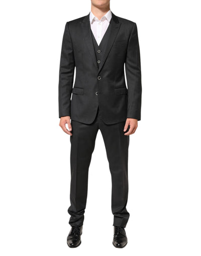Dolce & Gabbana Black MARTINI 2 Buttons Suit 3 Piece Suit