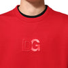 Dolce & Gabbana Red DG Logo Crew Neck Men Sweatshirt Sweater