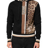 Dolce & Gabbana Black Leopard Logo Hooded Sweatshirt Sweater