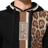 Dolce & Gabbana Black Leopard Logo Hooded Sweatshirt Sweater