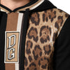 Dolce & Gabbana Black Leopard Logo Hooded Sweatshirt Sweater