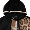 Dolce & Gabbana Black Leopard Logo Hooded Sweatshirt Sweater